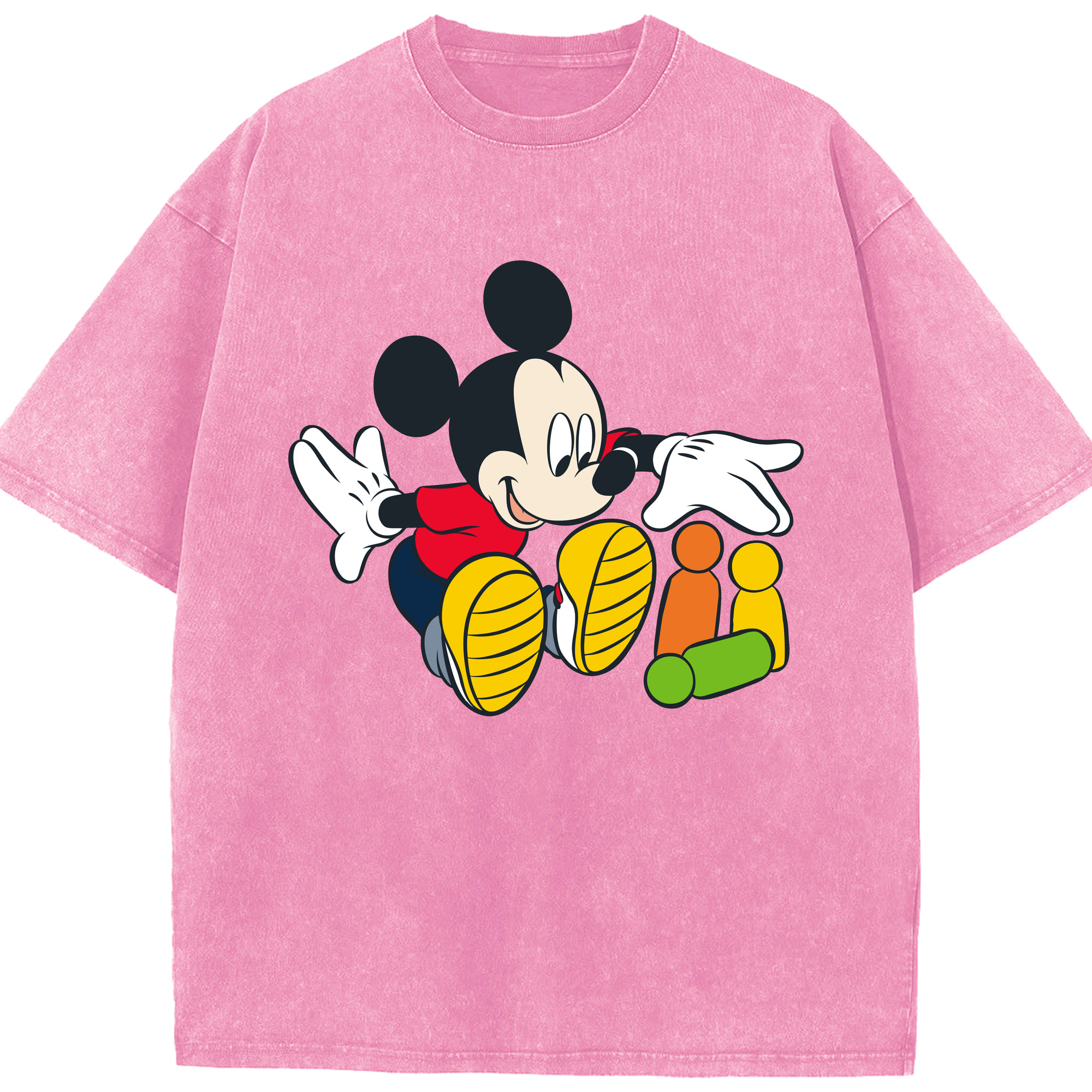 （画像用） ミッキーマウス Mickey Mouse 綿100% ヴィンテージ風 半袖Tシャツ（フロントプリント）